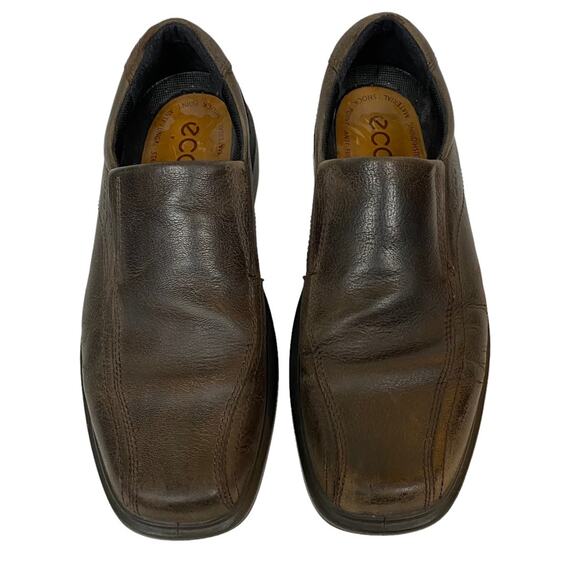Ecco Brown Leather Square Toe Loafer Shoes EU 42 US 8-8.5 - Picture 4 of 10